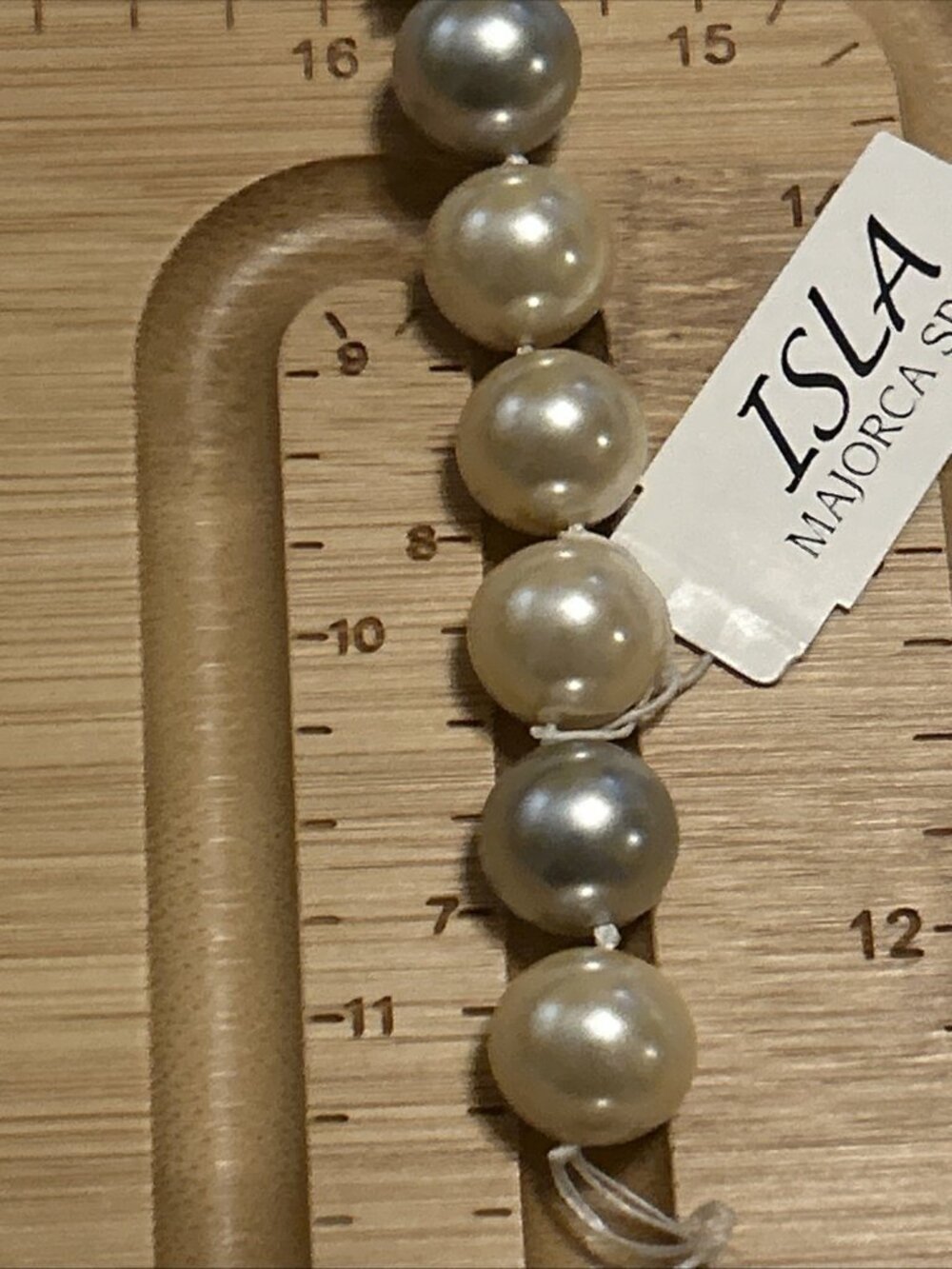 Vintage Isla Mallorca 12mm Glass Pearl Necklace 18" White Gray As-Is Repair DIY - Picture 15 of 16